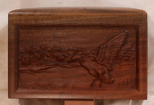 Claro Walnut Urn with Duck Theme Handmade (AA42)