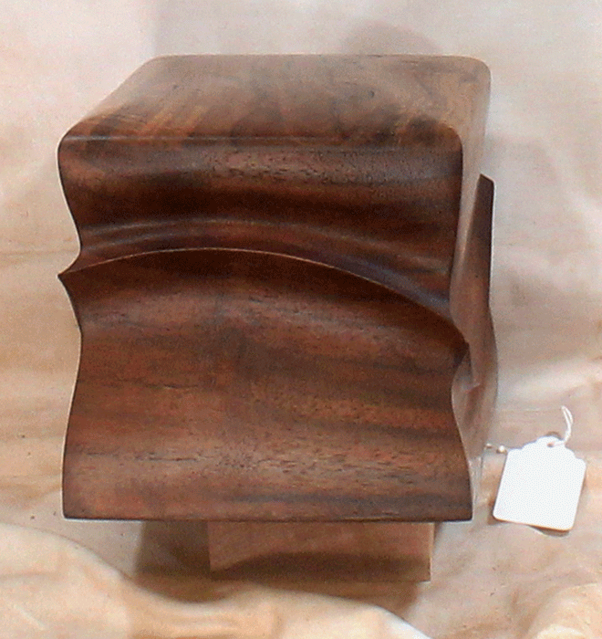 Handmade Claro Walnut Urn With Wave/Curved Sides (AA61)