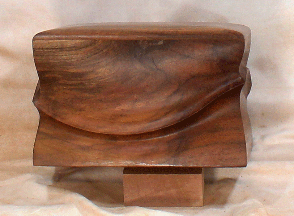 Handmade Claro Walnut Urn With Wave/Curved Sides (AA61)