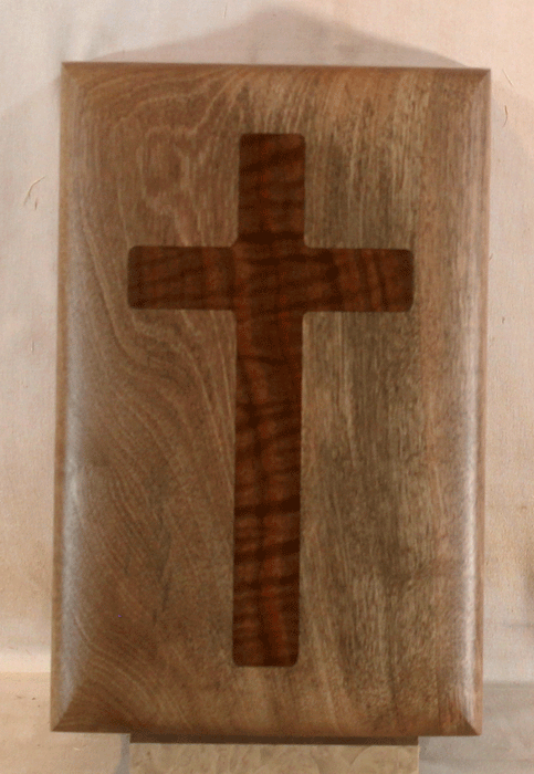 Handmade Ohia Urn With Walnut Cross (AA93)