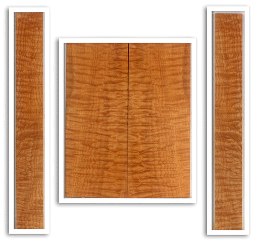 Maple Ukulele Arch Top Back and Sides Set, Baritone Size, Quilted Figure (LE96)