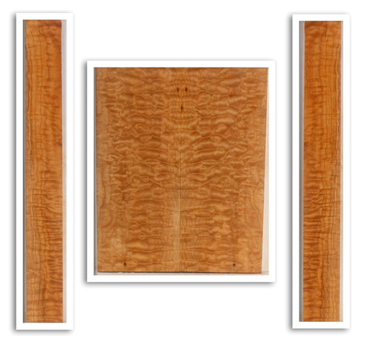 Maple Ukulele Arch Top Back and Sides Set, Baritone Size, Quilted Figure (LE99)