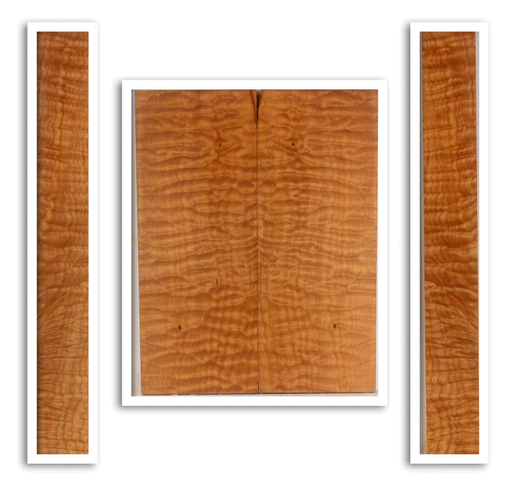 Maple Ukulele Arch Top Back and Sides Set, Baritone Size, Quilted Figure (LF04)