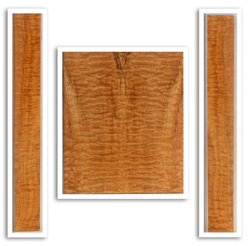 Maple Ukulele Arch Top Back and Sides Set, Baritone Size, Quilted Figure (LF05)