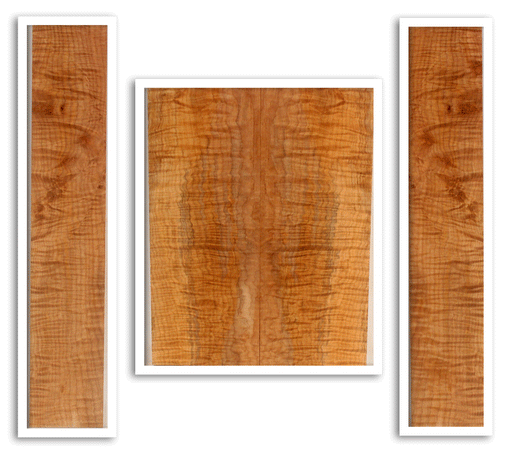 Maple Ukulele Arch Top Back and Sides Set, Baritone Size, Fiddle Back Figure (LF08)