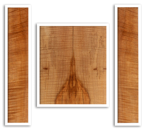 Maple Ukulele Arch Top Back and Sides Set, Baritone Size, Fiddle Back Figure (LF11)