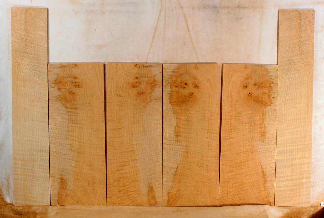 Maple Ukulele Top, Back, and Sides Set, Baritone Size, Fiddle Back Figure (LF15)
