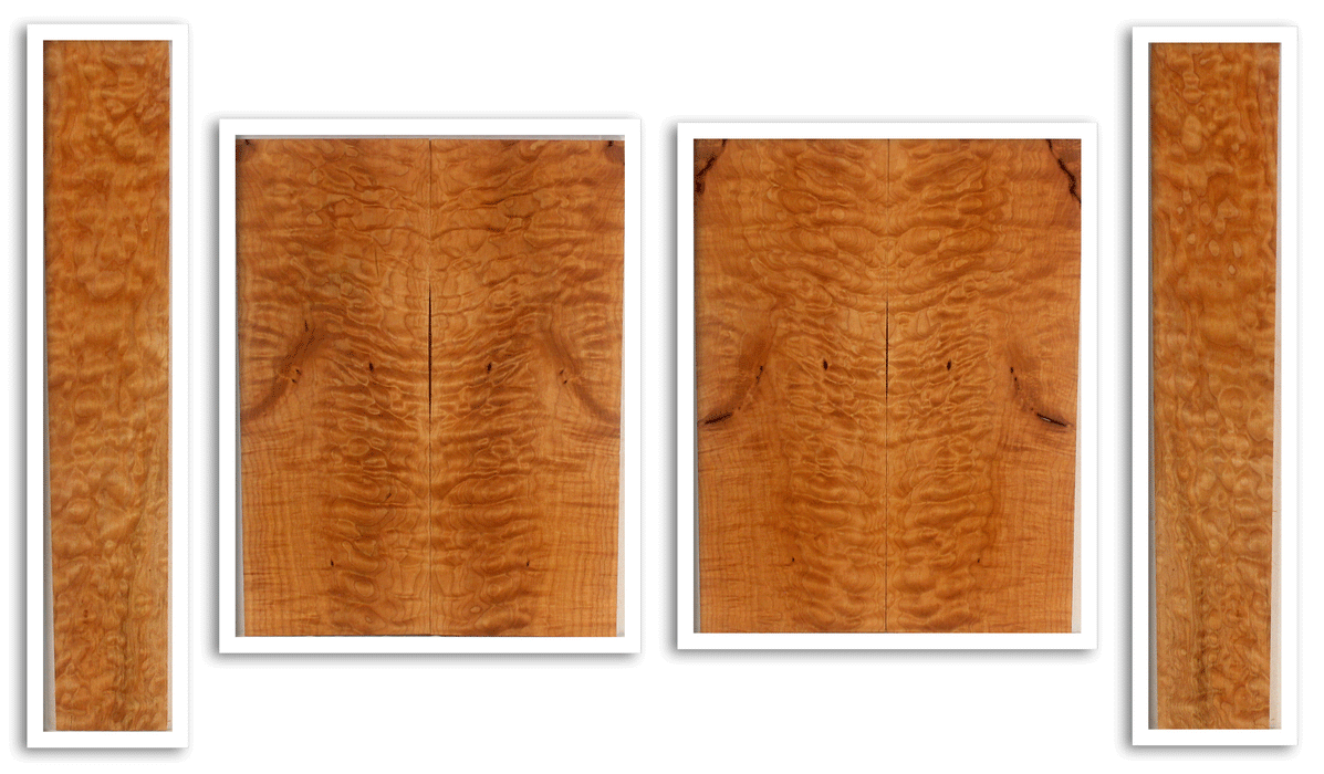 Maple Ukulele Top, Back, and Sides Set, Baritone Size, Quilted Figure (LF21)