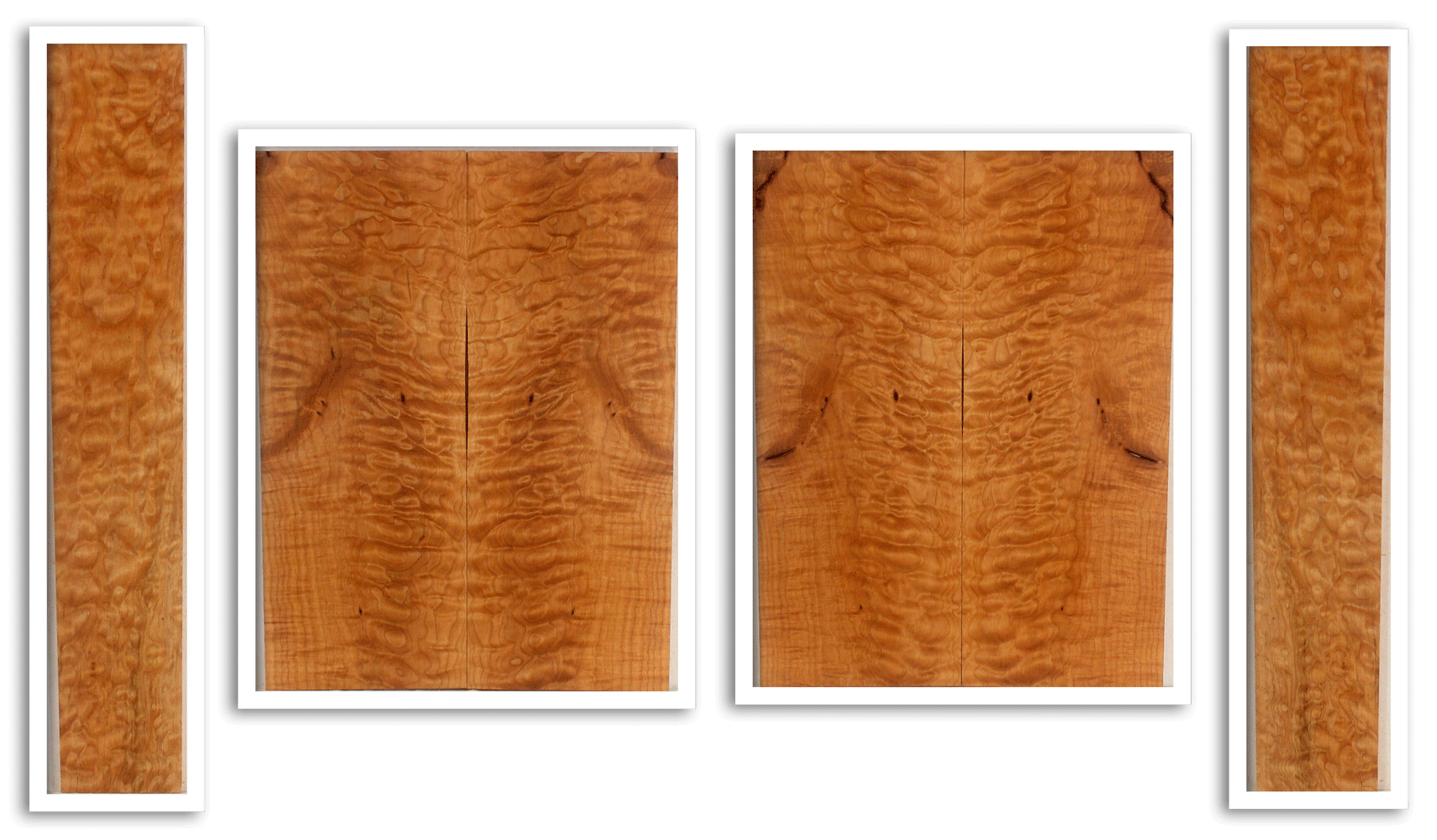 Maple Ukulele Top, Back, and Sides Set, Baritone Size, Quilted Figure (LF21)