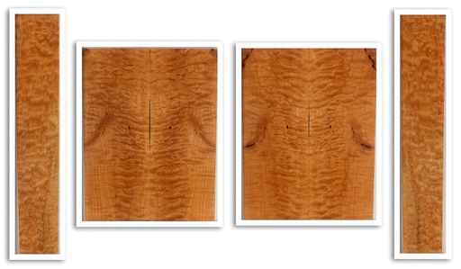 Maple Ukulele Top, Back, and Sides Set, Baritone Size, Quilted Figure (LF21)