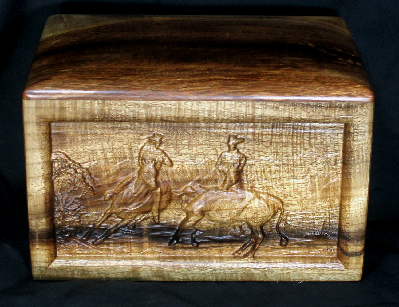Myrtle Handmade Urn with Cowboys and Cattle