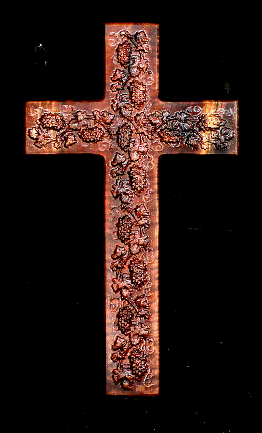 Claro Walnut Cross with Carved Grapes (AB17)