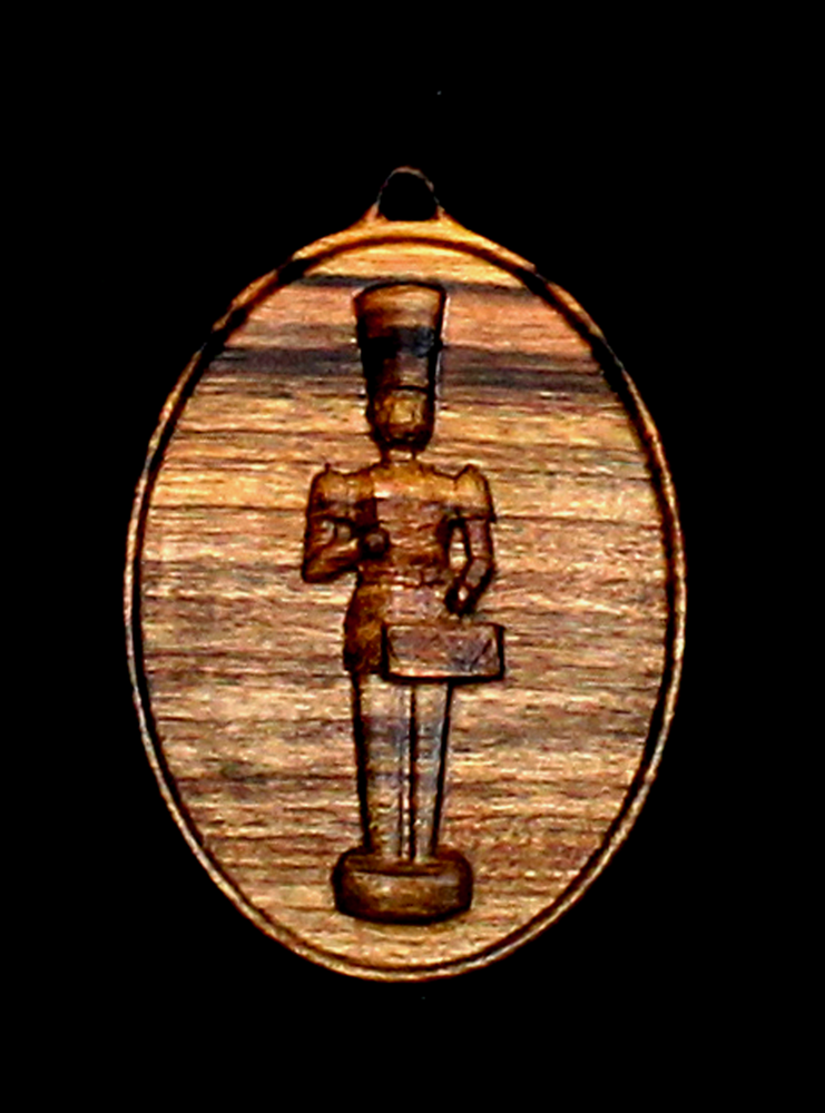 Pistachio Christmas Ornament with Carved Toy Soldier (AC01)